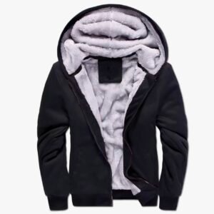 هودي مبطن بالفرو — أسود